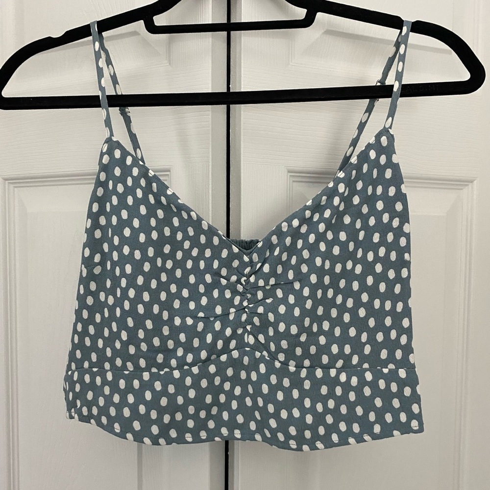 Cinched Polka Dot Cami Crop Top